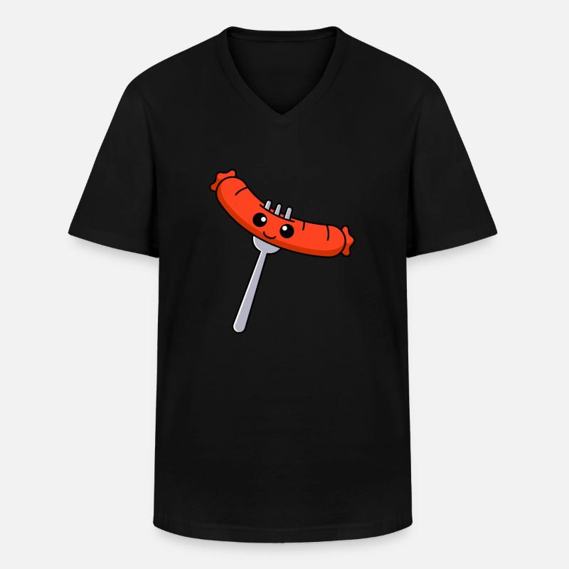 Würstchen Comic - Männer-T-Shirt mit V-Ausschnitt - Schwarz