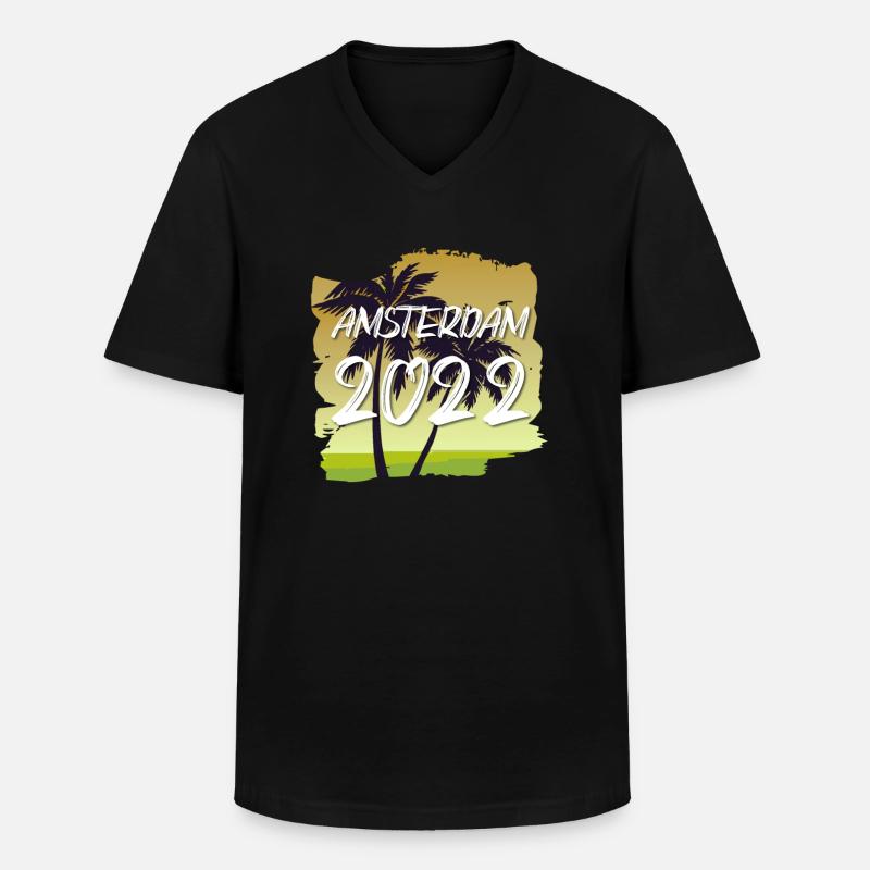 Amsterdam 2022 - Männer-T-Shirt mit V-Ausschnitt - Schwarz