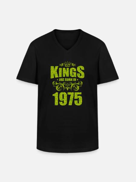 kings are born 1975 - Men's V-Neck T-Shirt - black