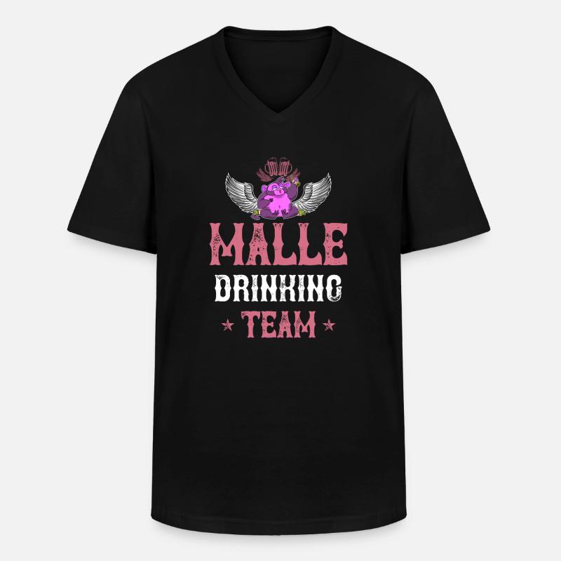 Malle Drinking Team - Männer-T-Shirt mit V-Ausschnitt - Schwarz