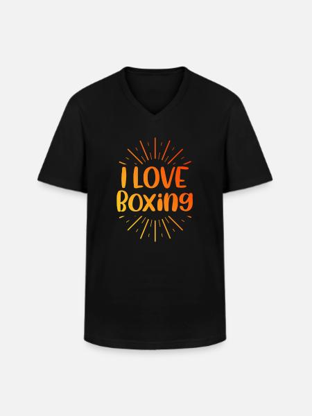J’adore la boxe - T-shirt col V Homme - noir
