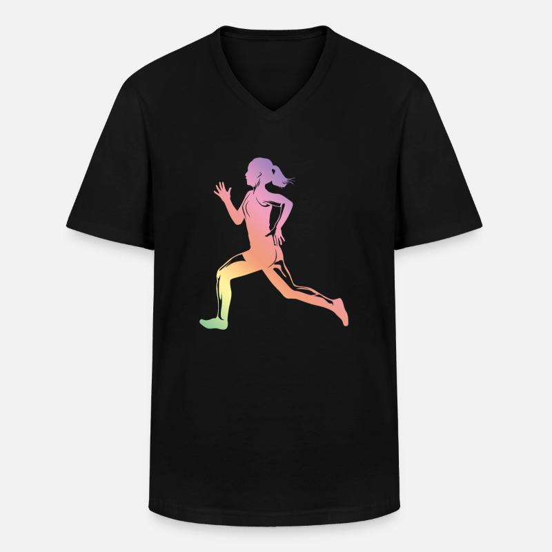 silhouette de coureur de course - T-shirt col V Homme - noir