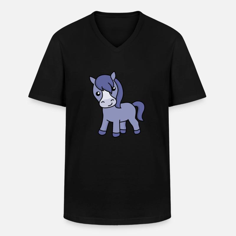 Pferd Comic Tier - Männer-T-Shirt mit V-Ausschnitt - Schwarz
