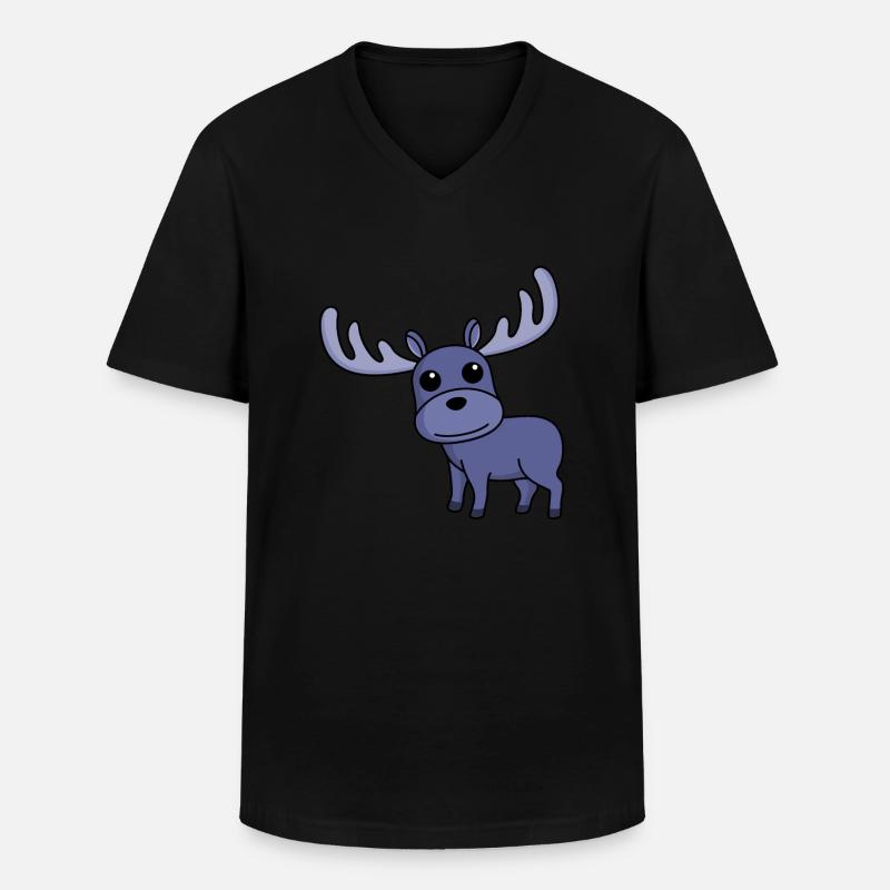 Elch Comic Tier - Männer-T-Shirt mit V-Ausschnitt - Schwarz