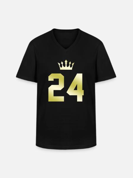 24 Zahl Krone - Männer-T-Shirt mit V-Ausschnitt - Schwarz