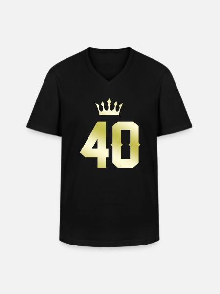 40 Zahl Krone - Männer-T-Shirt mit V-Ausschnitt - Schwarz