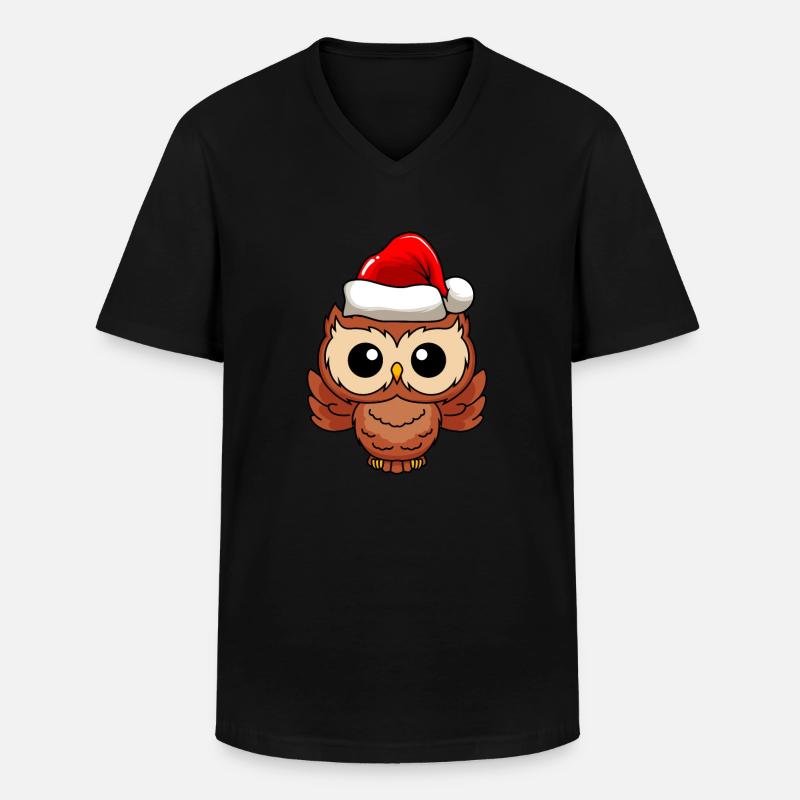 Eule Comic Weihnachten - Männer-T-Shirt mit V-Ausschnitt - Schwarz