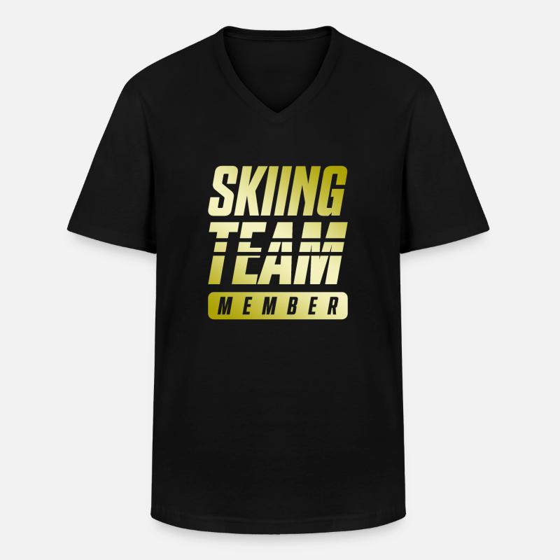 Skiing Team - Männer-T-Shirt mit V-Ausschnitt - Schwarz