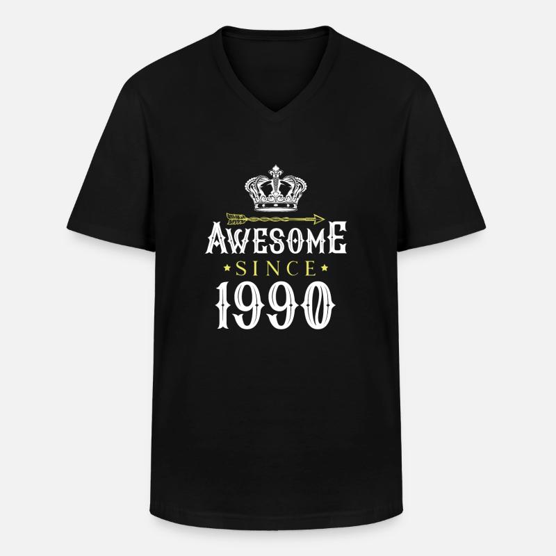 1990 awesome since - Männer-T-Shirt mit V-Ausschnitt - Schwarz