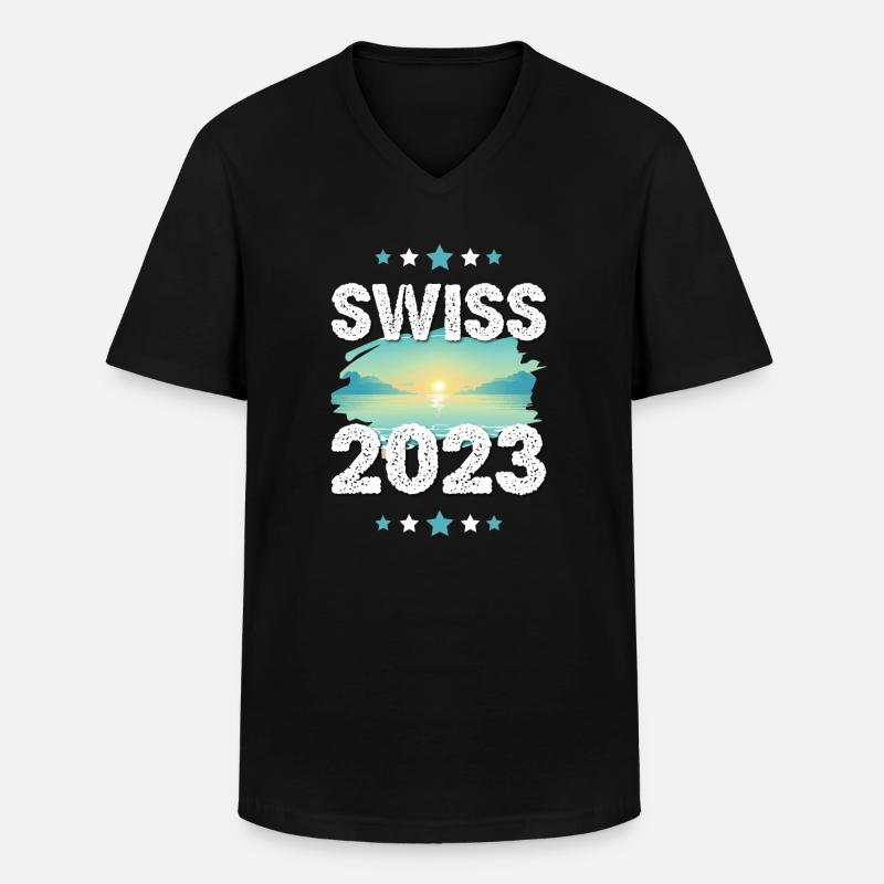 Schweiz 2023 - Männer-T-Shirt mit V-Ausschnitt - Schwarz