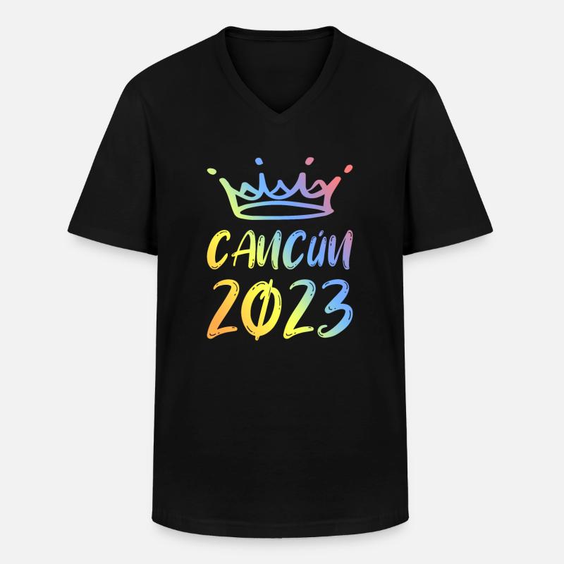 Cancun 2023 - Männer-T-Shirt mit V-Ausschnitt - Schwarz