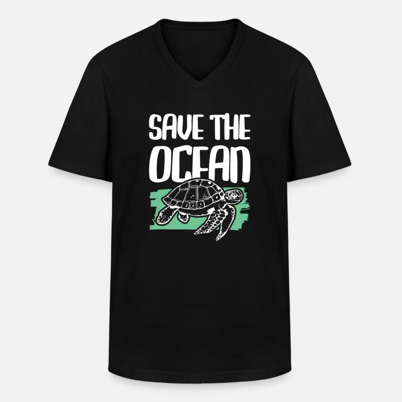 Save the Ocean Turtle - Men's V-Neck T-Shirt - black