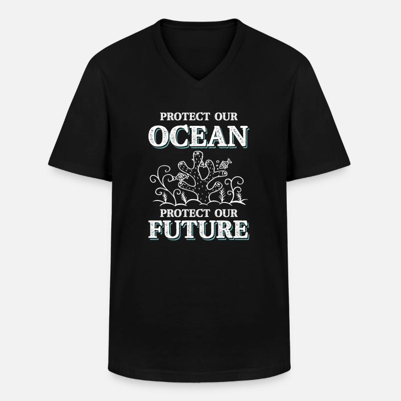 save the ocean - Männer-T-Shirt mit V-Ausschnitt - Schwarz