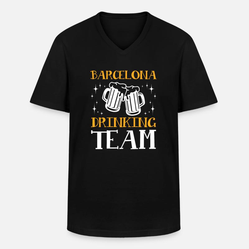 Barcelona Drinking Team - Männer-T-Shirt mit V-Ausschnitt - Schwarz