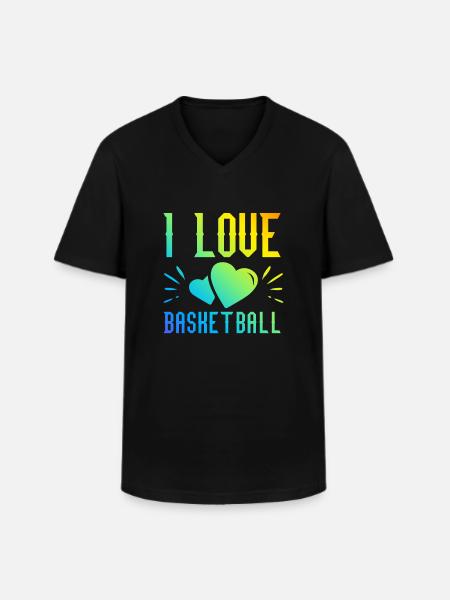 I love basketball - Men's V-Neck T-Shirt - black