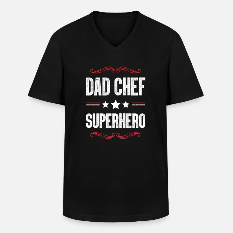 Dad Chef Superheld Papa - Männer-T-Shirt mit V-Ausschnitt - Schwarz