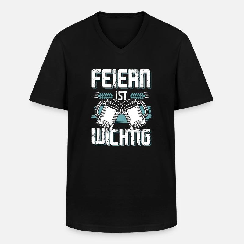 feiern bier - Männer-T-Shirt mit V-Ausschnitt - Schwarz