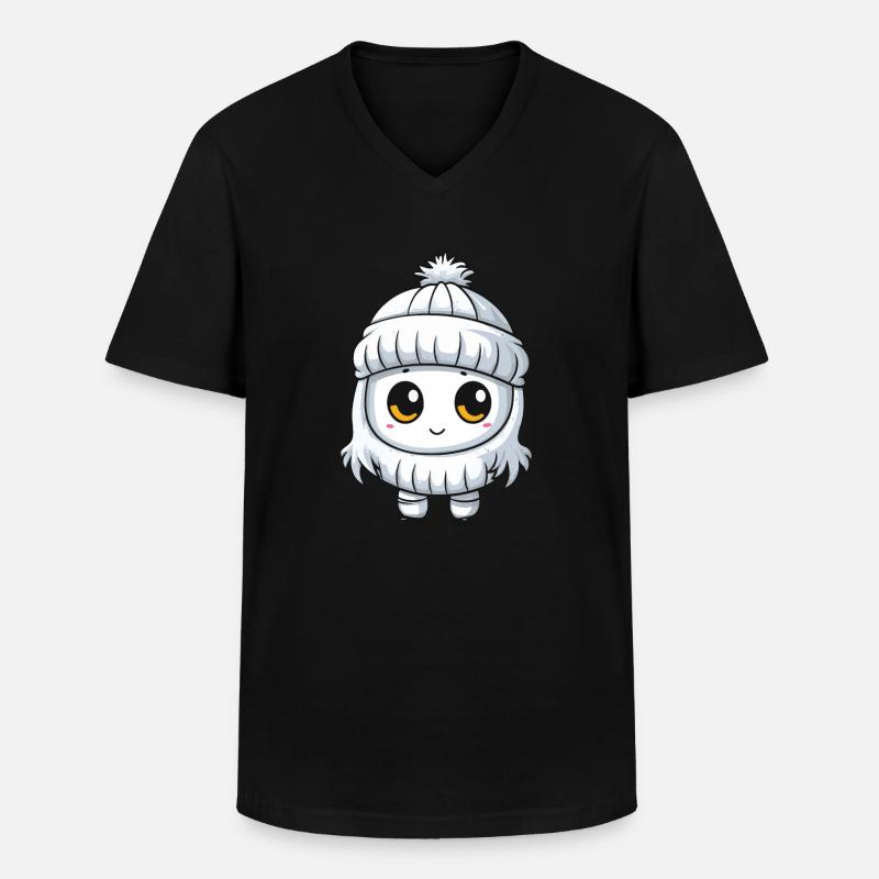 Winter Eskimo Comic Niedlich - Männer-T-Shirt mit V-Ausschnitt - Schwarz