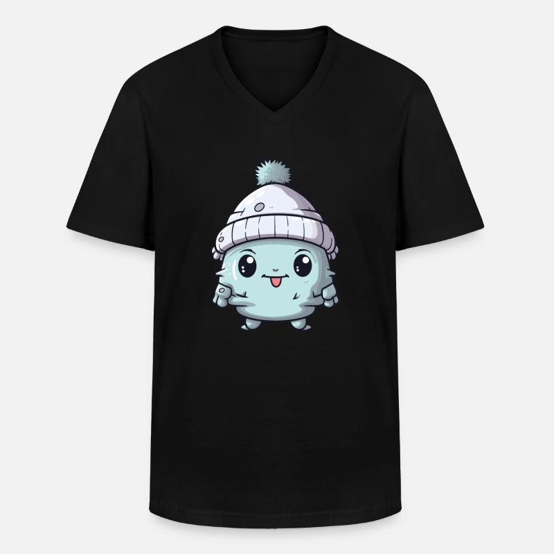 Eskimo Erkältung Comic Winter - Männer-T-Shirt mit V-Ausschnitt - Schwarz