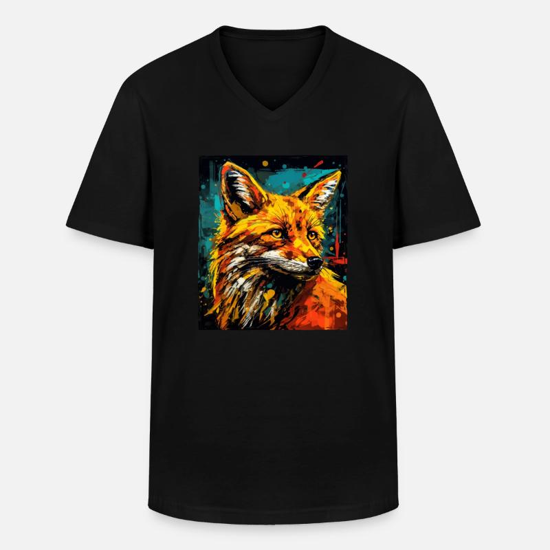 Fuchs Portrait - Männer-T-Shirt mit V-Ausschnitt - Schwarz