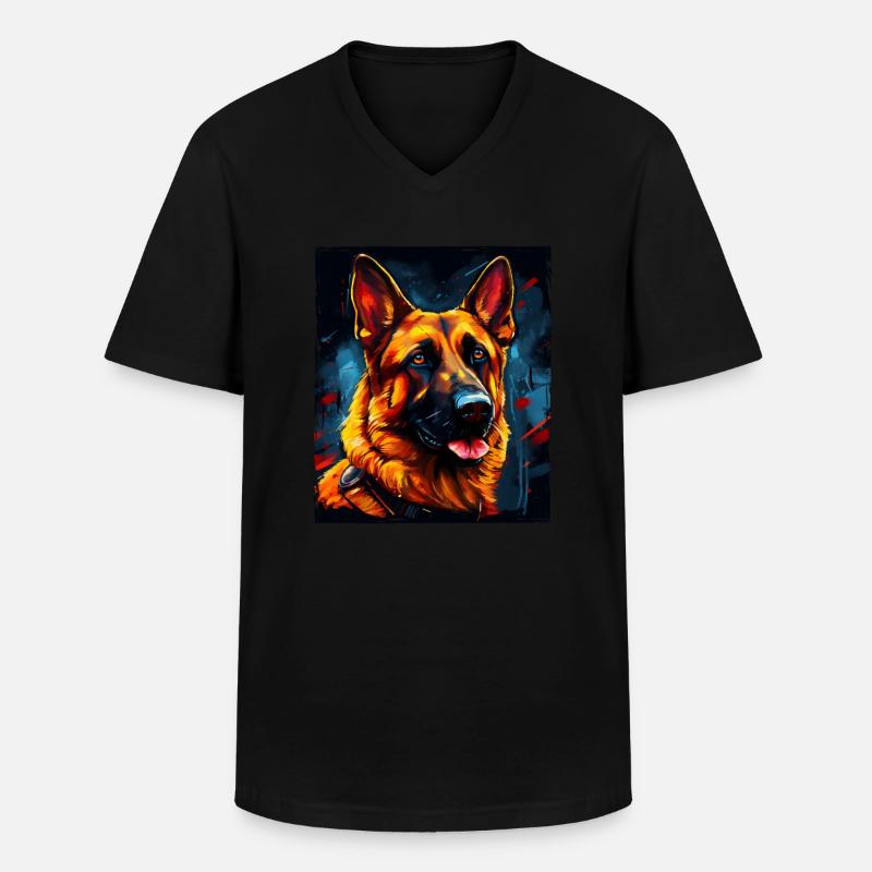 Schäferhund Hund Portrait - Männer-T-Shirt mit V-Ausschnitt - Schwarz