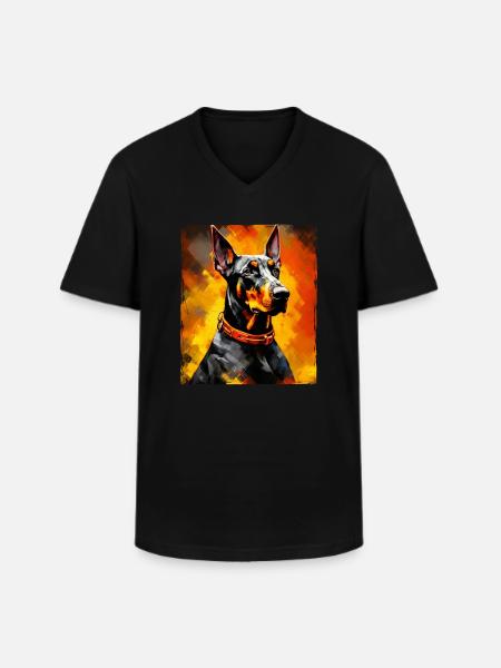 Doberman Dog Portrait - Men's V-Neck T-Shirt - black