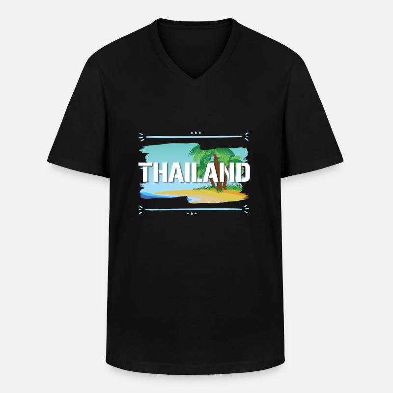 Thailand - Männer-T-Shirt mit V-Ausschnitt - Schwarz