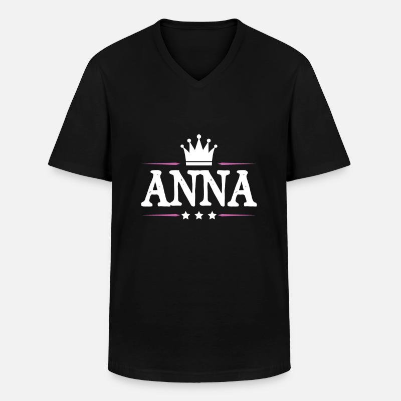 Anna - Männer-T-Shirt mit V-Ausschnitt - Schwarz