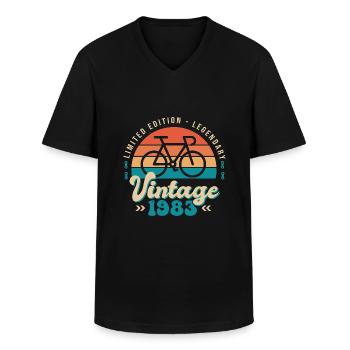 1983 Anniversaire 40 Ans velo cycliste - T-shirt col V Homme - noir - Devant - AI Model Male 178 dark (178cm)