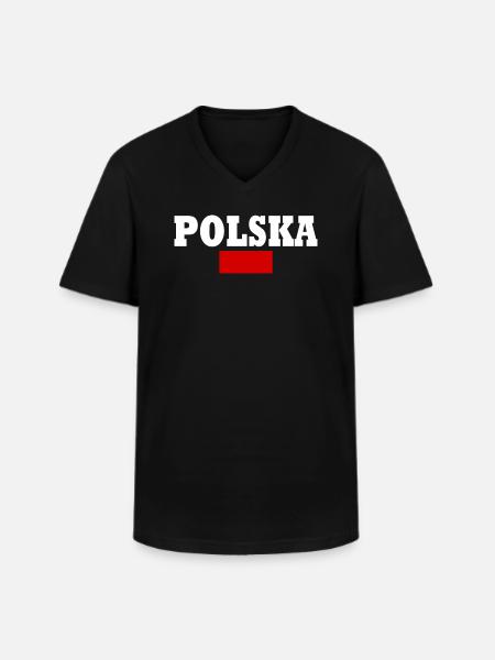 Poland - Men's V-Neck T-Shirt - black