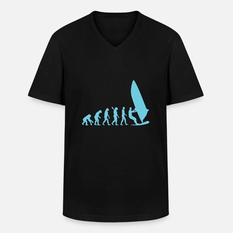 windsurfer evolution - Männer-T-Shirt mit V-Ausschnitt - Schwarz