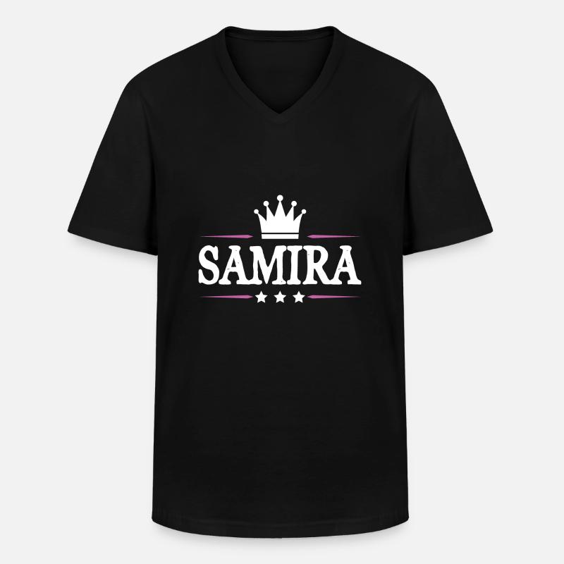 Samira - Männer-T-Shirt mit V-Ausschnitt - Schwarz