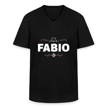 Fabio - Men's V-Neck T-Shirt - black - Front - AI Model Male 178 dark (178cm)