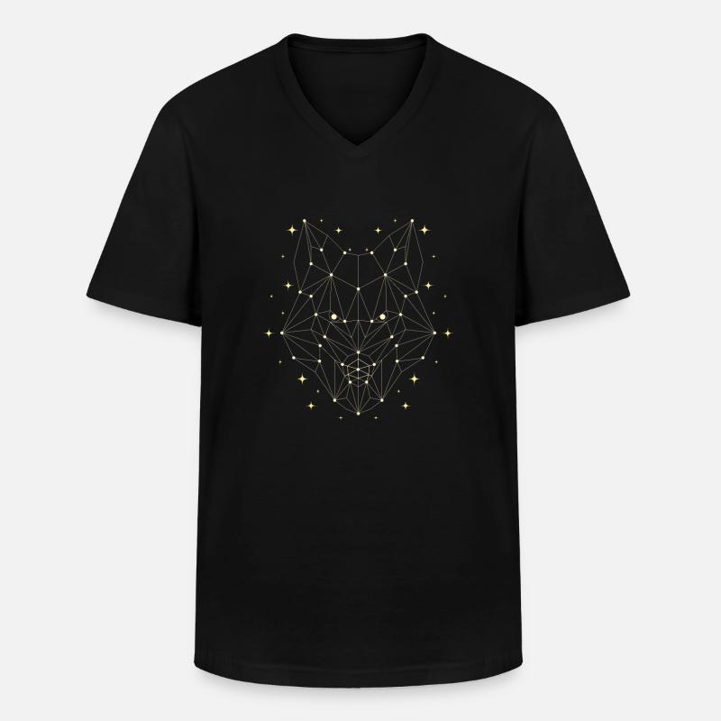 Polygon Wolf - Männer-T-Shirt mit V-Ausschnitt - Schwarz