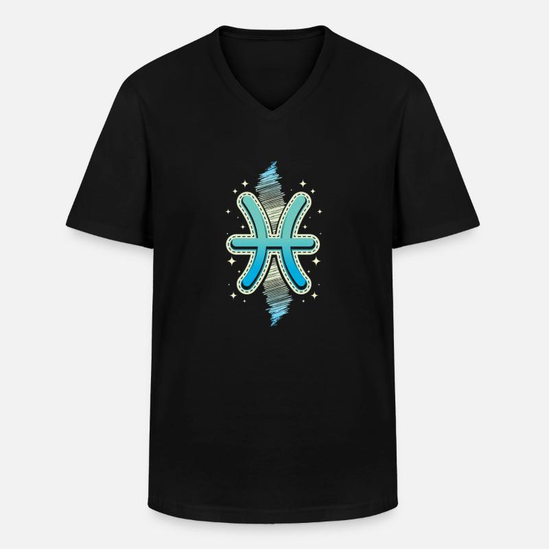 Sternzeichen Fisch - Männer-T-Shirt mit V-Ausschnitt - Schwarz