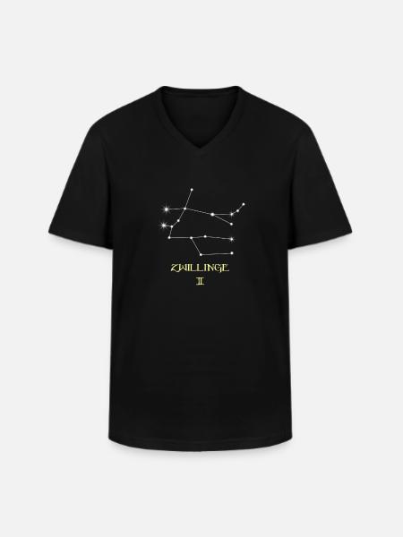 Zwilling Sternzeichen - Männer-T-Shirt mit V-Ausschnitt - Schwarz