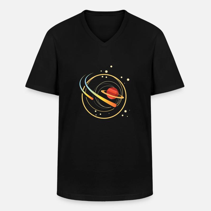 Komet - Männer-T-Shirt mit V-Ausschnitt - Schwarz