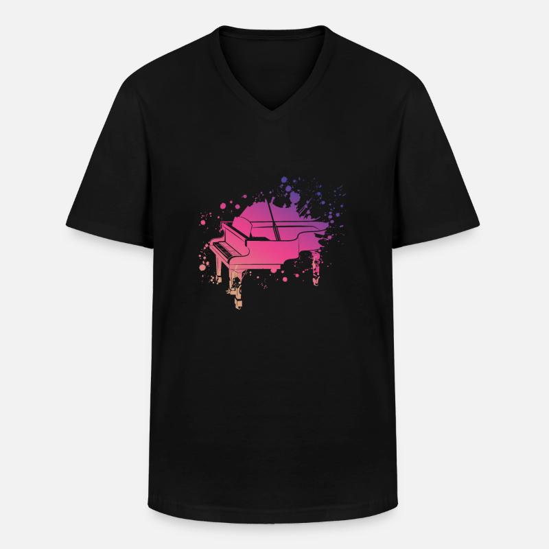 Klavier Splach - Männer-T-Shirt mit V-Ausschnitt - Schwarz