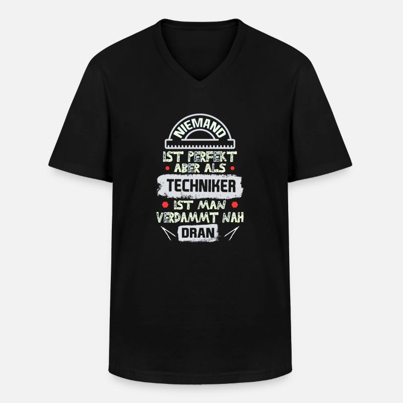 Techniker spruch - Männer-T-Shirt mit V-Ausschnitt - Schwarz