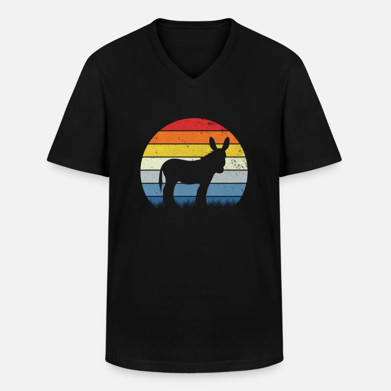 Esel Retro - Männer-T-Shirt mit V-Ausschnitt - Schwarz