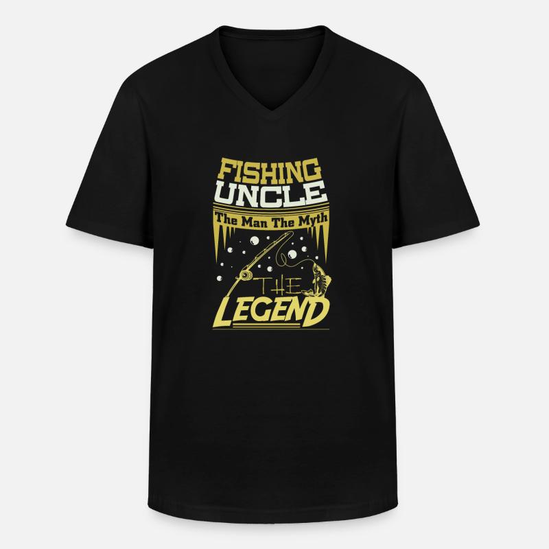 Fischer Onkel - Männer-T-Shirt mit V-Ausschnitt - Schwarz