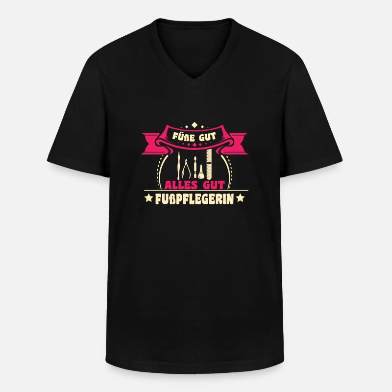 Fußpflege - Männer-T-Shirt mit V-Ausschnitt - Schwarz