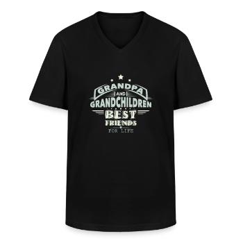 Opa und Enkelkinder - Männer-T-Shirt mit V-Ausschnitt - Schwarz - Vorne - AI Model Male 178 dark (178cm)