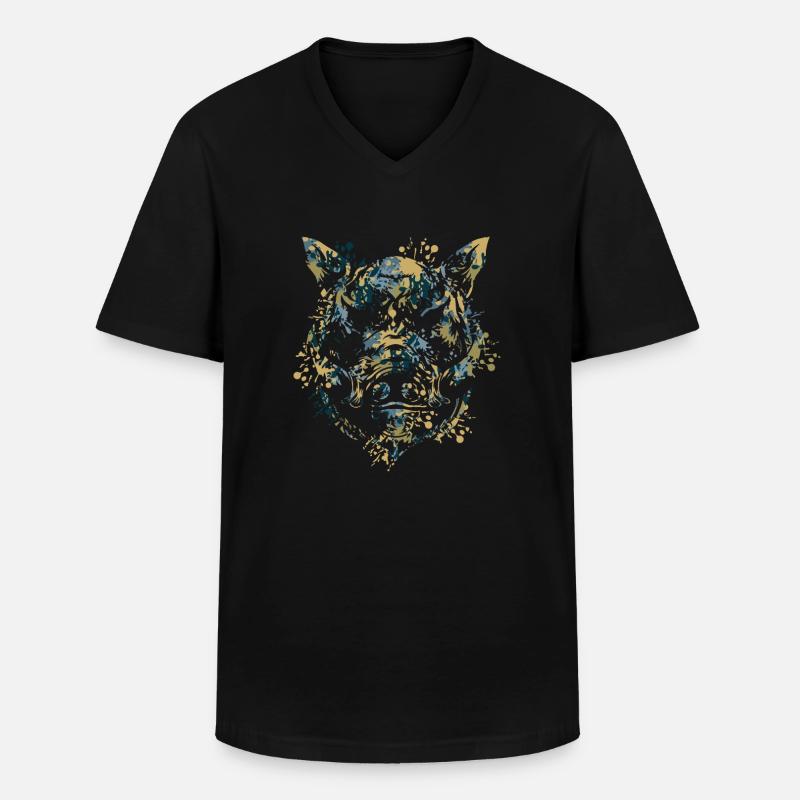 Wildschweinkopf - Männer-T-Shirt mit V-Ausschnitt - Schwarz
