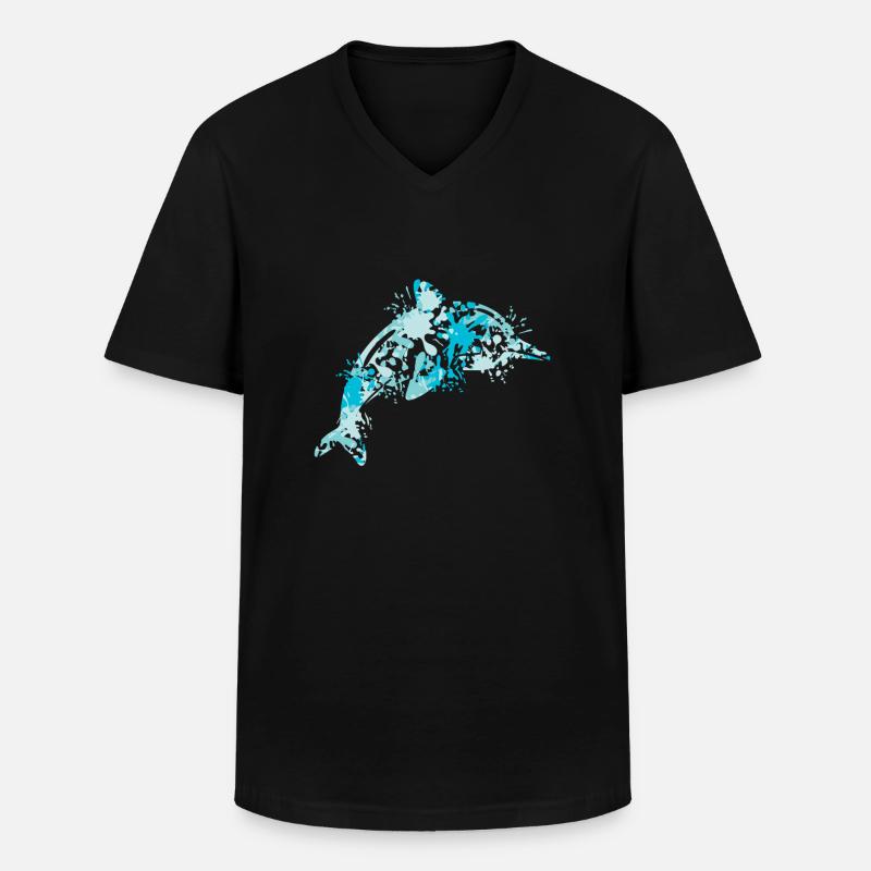 Delfin - Männer-T-Shirt mit V-Ausschnitt - Schwarz
