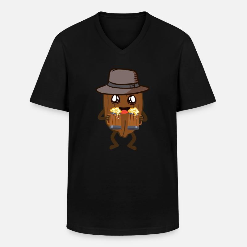 Walnuss - Männer-T-Shirt mit V-Ausschnitt - Schwarz