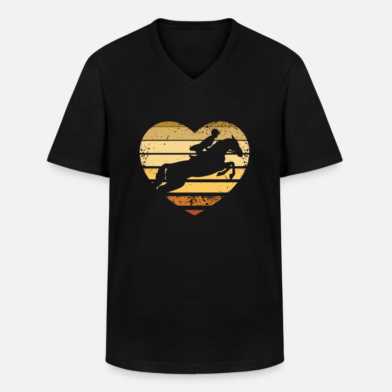 Springreiten Herz - Männer-T-Shirt mit V-Ausschnitt - Schwarz