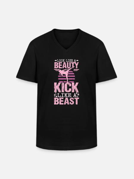 Karaté beauty - T-shirt col V Homme - noir