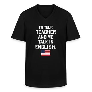 American English teacher - Männer-T-Shirt mit V-Ausschnitt - Schwarz - Vorne - AI Model Male 178 dark (178cm)