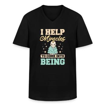 J’aide les miracles à voir le jour - T-shirt col V Homme - noir - Devant - AI Model Male 178 dark (178cm)